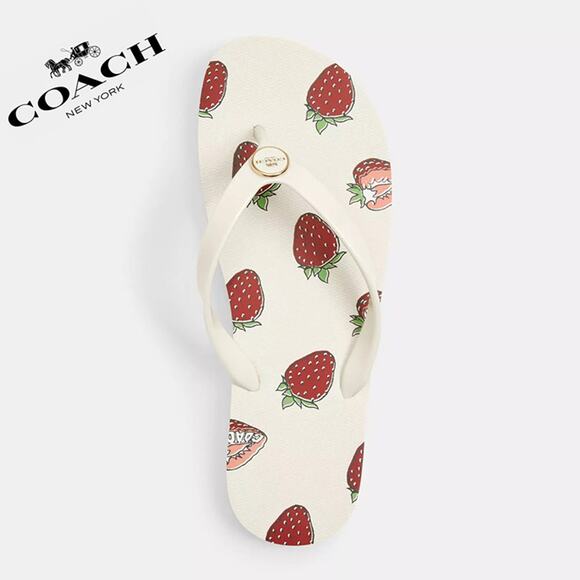 🍓Coach Zayn Flip Flop With Fruit Print 10 - Picture 1 of 8